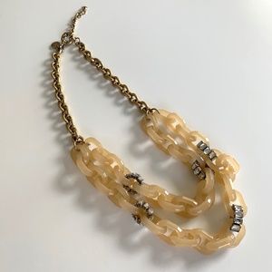 JCrew Brass/Tan Lucite Chain Link Necklace